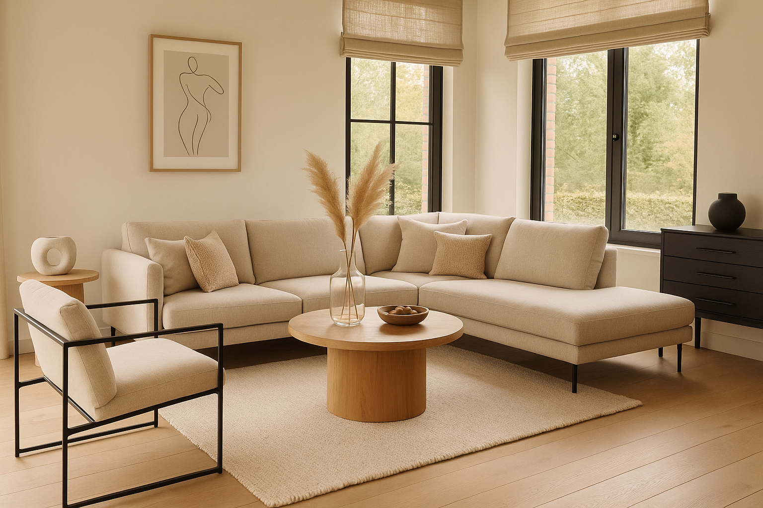 Licht en minimalisme in woonkamer